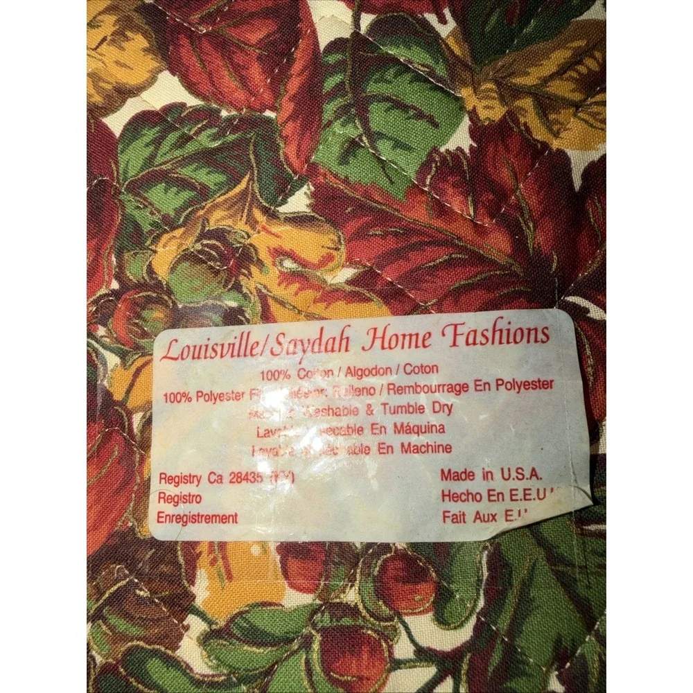 VTG Louisville Saydah Fall Leaves Quilted Placemats Set 4 Cotton Autumn NWT